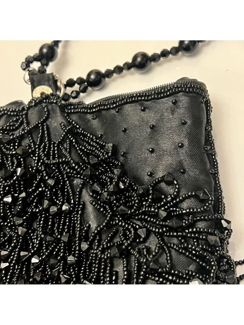 Vtg Whimsigoth Black Beaded Dark Romance Fairy Goth Evening Purse Moni Couture